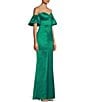 Color:Kelly Green - Image 3 - Off-The-Shoulder Puffed Short Sleeve Taffeta Long Dress