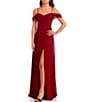 Color:Cardinal - Image 3 - Off-The-Shoulder Sweetheart Neck Side Slit Chiffon Long Dress