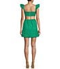 Color:Emerald - Image 2 - Square Neck Flutter Sleeve Dress