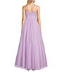 Color:Lilac/Silver - Image 2 - Strapless Glitter Tulle Bow Front Ball Gown
