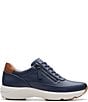 Color:Navy Leather - Image 2 - Signature Tivoli Side Zip Lace-Up Sneakers