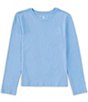 Color:Blue - Image 1 - Big Boys 8-20 Long Sleeve Knit Crew Neck T-Shirt
