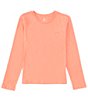 Color:Salmon - Image 1 - Big Boys 8-20 Long Sleeve Knit Crew Neck T-Shirt