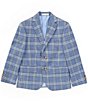 Color:Blue - Image 1 - Big Boys 8-20 Long Sleeve Plaid Dress Jacket