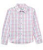 Color:Pink/White - Image 1 - Big Boys 8-20 Long Sleeve Plaid Sport Shirt