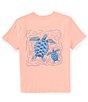 Color:Coral - Image 1 - Big Boys 8-20 Short Sleeve Turtle Screen Print Graphic T-Shirt