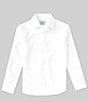 Color:White - Image 1 - Big Boys 8-20 Long Sleeve Synthetic Button Up Spread Collar Dress Shirt