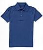 Color:Blue - Image 1 - Kinetic Big Boys 8-20 Short Sleeve Marled Performance Polo Shirt