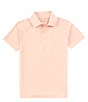 Color:Coral - Image 1 - Kinetic Big Boys 8-20 Short Sleeve Marled Performance Polo Shirt