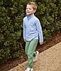 Color:Blue - Image 4 - Little Boys 2T-7 Long Sleeve Gingham Sport Shirt