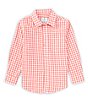 Color:Salmon - Image 1 - Little Boys 2T-7 Long Sleeve Gingham Sport Shirt