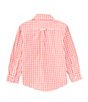 Color:Salmon - Image 2 - Little Boys 2T-7 Long Sleeve Gingham Sport Shirt