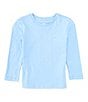 Color:Blue - Image 1 - Little Boys 2T-7 Long Sleeve Knit Crew Neck T-Shirt