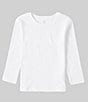Color:White - Image 1 - Little Boys 2T-7 Long Sleeve Knit Crew Neck T-Shirt