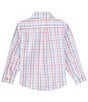 Color:Pink/White - Image 2 - Little Boys 2T-7 Long Sleeve Plaid Sport Shirt