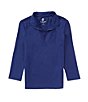Color:Navy - Image 1 - Little Boys 2T-7 Long Sleeve Solid Synthetic 1/4 Zip Pullover