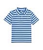 Color:Blue - Image 1 - Little Boys 2T-7 Short Sleeve Jersey Striped Polo Shirt