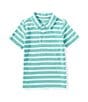 Color:Green - Image 1 - Little Boys 2T-7 Short Sleeve Jersey Striped Polo Shirt