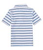 Color:White - Image 2 - Little Boys 2T-7 Short Sleeve Jersey Striped Polo Shirt