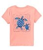 Color:Coral - Image 1 - Little Boys 2T-7 Short Sleeve Turtle Screen Print Graphic T-Shirt