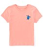 Color:Coral - Image 2 - Little Boys 2T-7 Short Sleeve Turtle Screen Print Graphic T-Shirt
