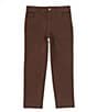 Color:Dark Brown - Image 1 - Little Boys 2T-7 Casual Stretch Twill Pants