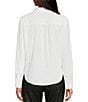 Color:White - Image 2 - Shirred Collared Button Down Shirt