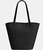 Color:Black - Image 2 - Black Straw Tote Bag
