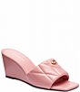 Color:Bubblegum - Image 1 - Emma Quilted Leather Wedge Sandals