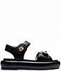 Color:Black - Image 2 - Peyton Leather Platform Sandals