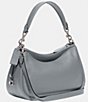 Color:Light Grey Blue - Image 4 - Silver Metal Cary Pebble Leather Shoulder Crossbody Bag
