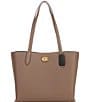 Color:Dark Stone - Image 1 - Willow Pebble Leather Solid Tote Bag