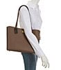 Color:Dark Stone - Image 4 - Willow Pebble Leather Solid Tote Bag