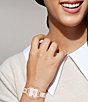 Color:Blush - Image 4 - Women's Cass Quartz Analog Blush Resin Crystal Embellished Bracelet Watch