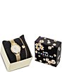 Color:Gold - Image 2 - Women's Chelsea Analog Crystal Gold Tone Stainless Steel Mesh Bracelet Watch Set