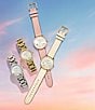 Color:Pink - Image 6 - Women's Crystal and Heart Embellished Elliot Quartz Analog Pink Leather Strap Watch