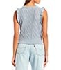 Color:Ether Blue - Image 2 - Sleeveless Scoop Neck Cable Knit Sweater Vest