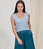 Color:Ether Blue - Image 4 - Sleeveless Scoop Neck Cable Knit Sweater Vest