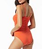 Color:Koi - Image 3 - Adore Solid Jersey Removable Straps Shirred Bandeau Shaping One Piece Swimsuit