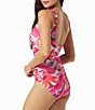 Color:Multi - Image 2 - Solitaire Floral Print V-Neck Underwire Bra Size Shaping One Piece Swimsuit
