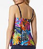 Color:Multi - Image 2 - Eclectic Jungle Floral Tropical Print V-Neck Bra Sized Underwire Tankini Swim Top