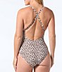 Color:Mahogony - Image 2 - Summer Cheetah Sultry Bra Size Tummy Control Underwire Lace-Up Plunge V-Neck One Piece Swimsuit
