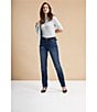 Color:Beverly - Image 5 - Petite Size Chelsea Straight Leg High Rise Stretch Jeans