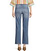 Color:Jenna Wash - Image 2 - Petite Size High Rise Straight Leg Frayed Raw Hem Ankle Jeans