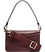 Color:Bloodstone - Image 2 - Genevieve Woven Leather Mini Shoulder Bag