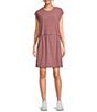 Color:Fig - Image 1 - Boundless Beauty Solid Crew Neck Cap Sleeve Shift Dress