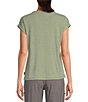 Color:Canteen - Image 2 - Crystal Pine Stripe Print Crew Neck Rolled Cuff Sleeve Stretch Ribbed Comfort Tee Shirt