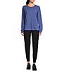 Color:Eve Varsity Arch - Image 3 - North Cascades Crew Neck Long Sleeve Omni-Shade UPF 30 Pullover Tee Shirt