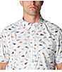 Color:White Stars N Stripes - Image 4 - Super Slack Tide™ Short Sleeve Fish Printed Woven Camp Shirt