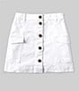 Color:White - Image 1 - Big Girl 7-16 Button Front Mini Skirt